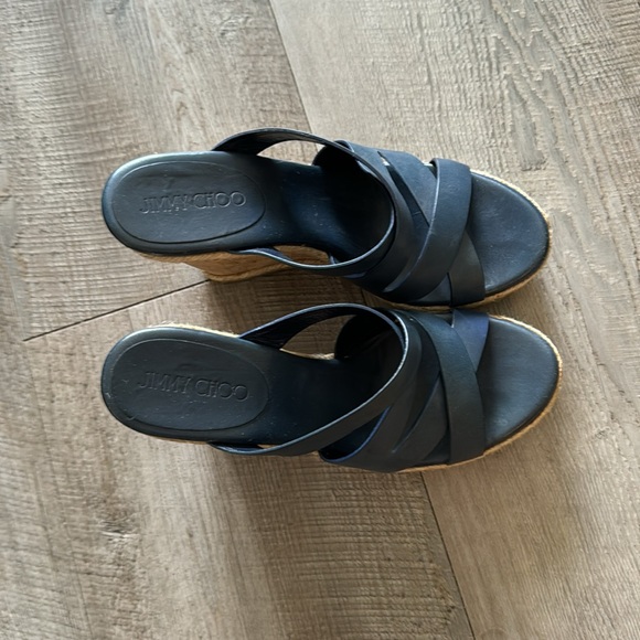 Jimmy Choo criss cross blue wedges 5” - Picture 2 of 2